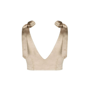 Tie on Bow Crop Top in Champagne