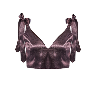 Tie on Bow Crop Top- Chocolate