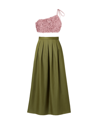 Petal One String Lehenga Crop Top in Blush