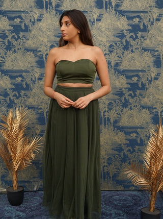 Sweetheart Bandeau Crop Top in Khaki