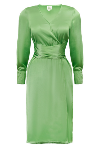 Kimono Wrap Midi Dress in Green