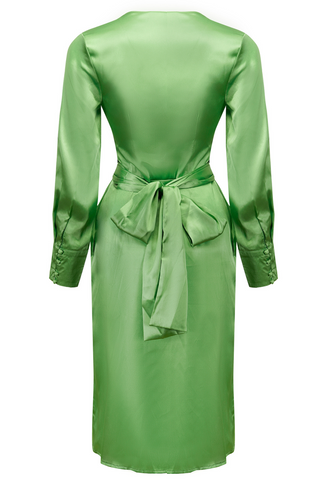Kimono Wrap Midi Dress in Green