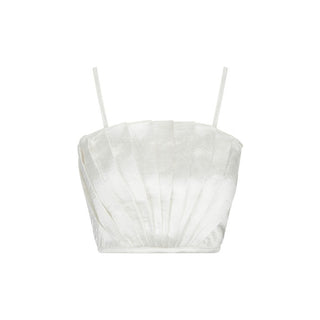Pleated Scallop Shell Crop Top