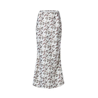 A-line Slip Skirt in Monochrome Tulip Print