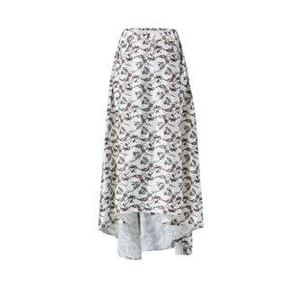 Asymmetric Frill Skirt in Monochrome Tulip Print