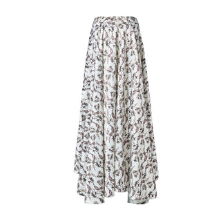 Asymmetric Frill Skirt in Monochrome Tulip Print