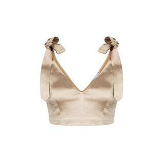 Tie on Bow Crop Top- Champagne