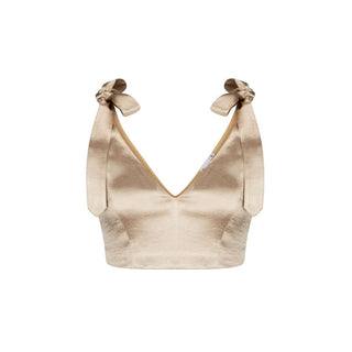 Tie on Bow Crop Top in Champagne