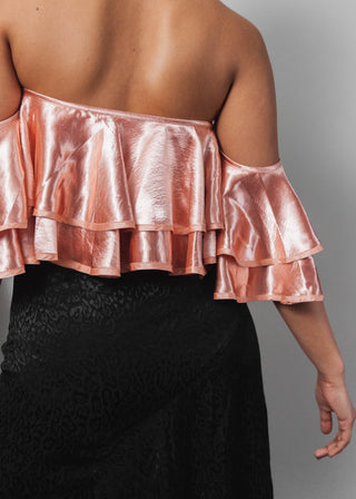 Bardot Frill Crop Top - Blush - thenakedlaundry