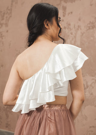 Diagonal Frill Crop Top - thenakedlaundry