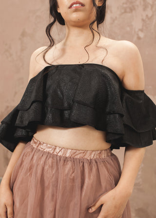 Bardot Frill Crop Top - thenakedlaundry