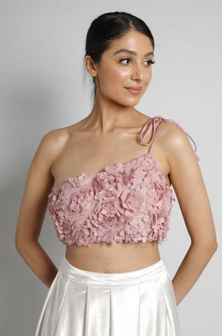 Petal One String Crop Top in Blush