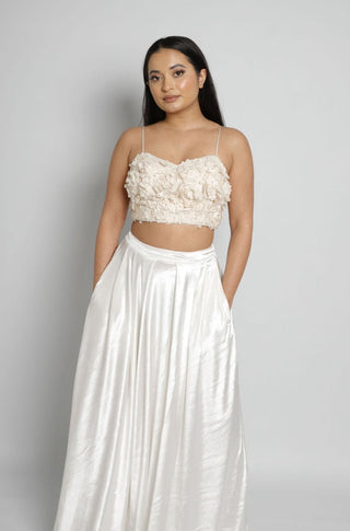 Petal Cami Crop Top in Cream