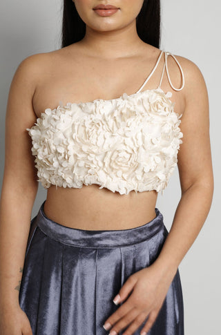 Petal One String Crop Top in Cream