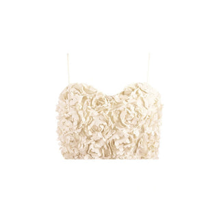 Petal Cami Crop Top- Cream - thenakedlaundry