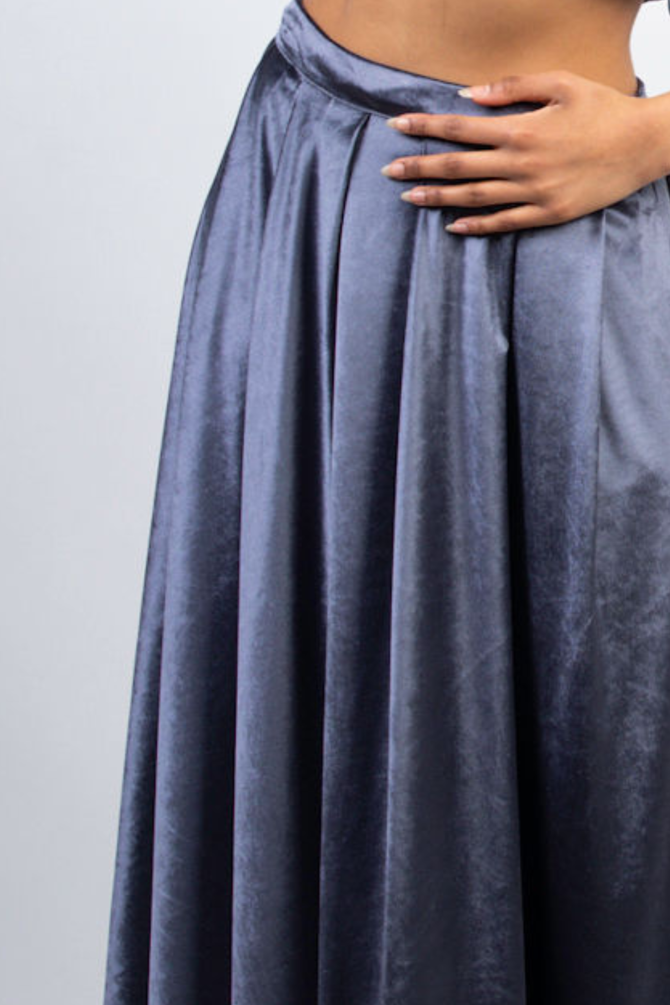 Velvet pleated maxi skirt Clearance