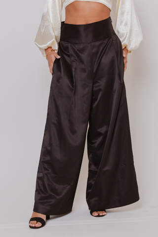High Waisted Palazzo Trousers in Black