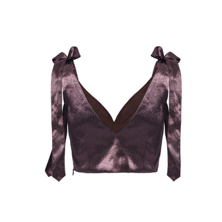 Tie on Bow Crop Top- Chocolate